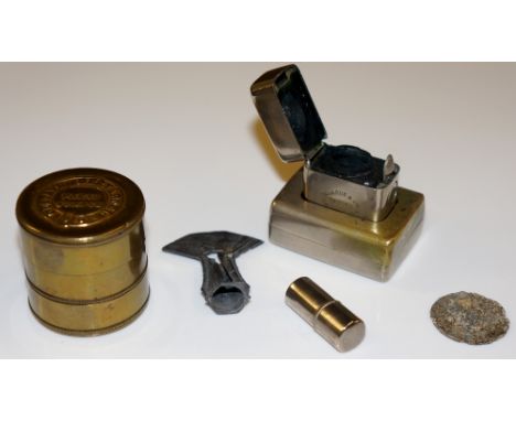 De La Rue & Co. - a 'Patent Ink Casket' with small glass bottle held within silver metal case and pierced cover, 4.5cm high; 