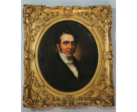 John Trumbull - head and shoulder portrait of Winthrop Bronson, New York 1841, oil on canvas, oval, 60 cm x 50 cm, inscribed 