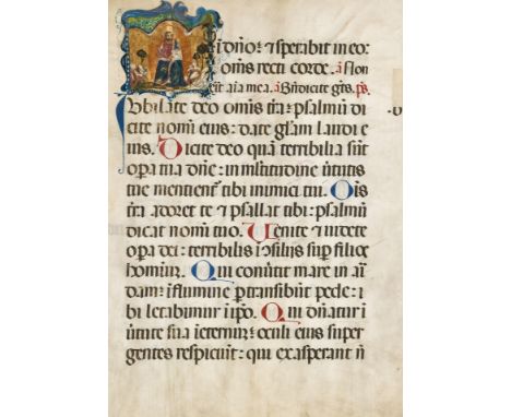 Wohl 16. Jh.  Handschriftlicher Text auf Pergament. Lateinische Schrift mit  drei Zierinitialen. Schwarzen Quadratnoten und r