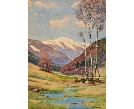 1877 Bretzingen/Hardheim - 1951 ebd. Aquarell. Schneeschmelze im Schwarzwald mit Blick auf den  Seebuck. U.r. sign.  23 x 17 