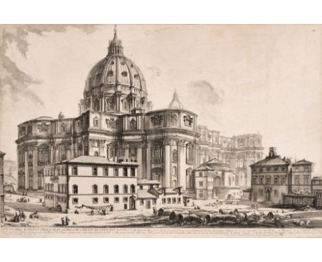 1720 Mogliano - 1778 Rom.  Radierung. Veduta dell'Esterno della Gran Basilica di S. Pietra  in Vaticano. Blick auf die Fassad