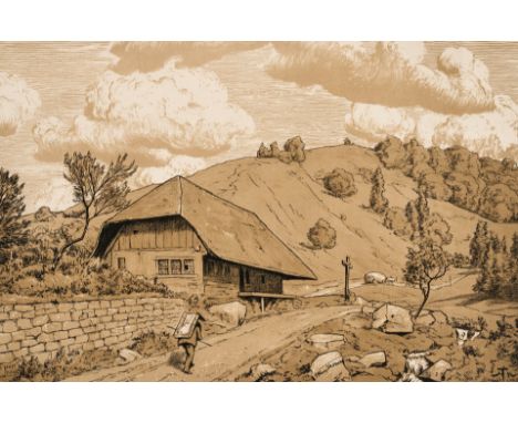 1839 Bernau - 1924 Karlsruhe. Lithogr. Mühle bei Happach. U.r. im Stein monogr. u. dat. U.l.  bet. u. 7.10.60(18) dat. U.m. s