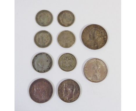 Bayern: 3 Mark 1912 (ss-), 2 Mark 1911 (ss+). Weim. Rep.: 1 Mark  1924 F. 3. Reich: 2 Reichsmark 1937 F. Russland: 50 Kopeken