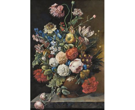 1776 Wien - 1857 ebd. Studium an der Wiener Kunstakademie und ab  1812 Professur. Gouache. Blumenstillleben. Prächtiges Blume