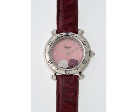 Damenuhr, Ref. 278951-3001. Edelstahlgehäuse, ø 30 mm, Lünette  mit Indikationen. Rosa lüstrierendes Perlmuttzifferblatt mit 