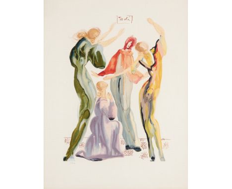 1904 Figueras - 1989 ebd. Granolithogr. nach dem Farbholzschnitt. 'La Danse'. Aus dem  Zyklus Illustrationen zu Dantes Göttli