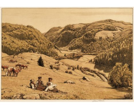 1839 Bernau - 1924 Karlsruhe. Algraphie. Sonntagnachmittag. U.r. mit Bleistift sign. Im Stein  monogr. u. 1906 dat. Trockenst