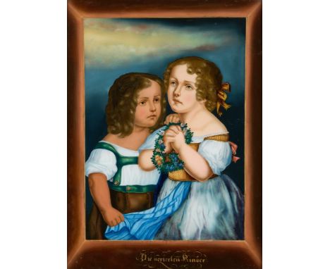 1813 Rötenbach - 1890 ebd.  Tempera/Glas. 'Die verirrten Kinder'. Nach einem Pastell von  Maria Ellenrieder. U.m. bet. 37,5 x