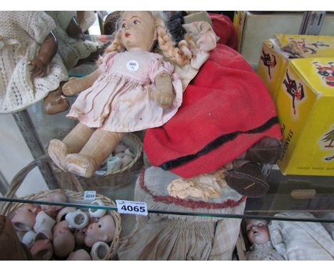 A felt covered Chad Valley girl doll together with a felt covered Cluna Studio gypsy woman 