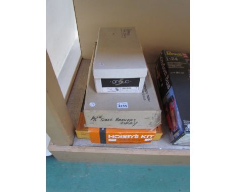 Three boxed unmade wooden model kits, Hobby's coal merchants trolley, Country wagon 1850 and 1/8 scale brewers dray with barr