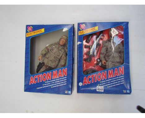Two boxed collectors edition electronic light and sound battle weapon Action Man figures 