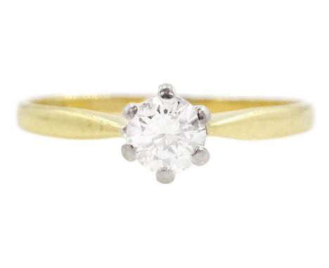 18ct gold single stone round brilliant cut diamond ring, hallmarked, diamond approx 0.30 caratCondition Report:Approx 1.65gm,