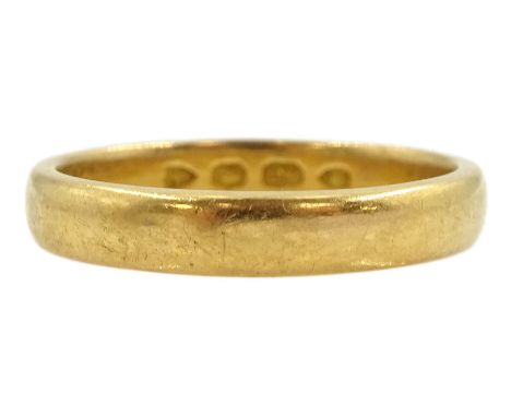 Victorian 22ct gold wedding band, London 1895Condition Report:Approx 5.45gm, size Q, depth = 3.6mm, few scratches to gold lig