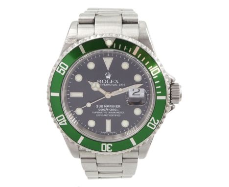 Rolex Oyster Perpetual Date Submariner 'Kermit' gentleman's stainless steel automatic wristwatch, circa 2005, model No 16610L