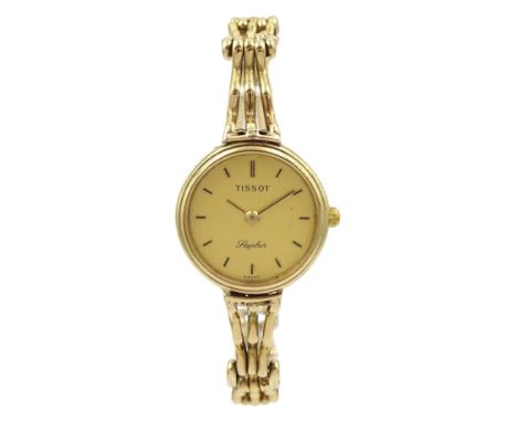 Tissot ladies 9ct gold quartz wristwatch, on integral 9ct gold bracelet, hallmarked Condition Report:Approx 11.55gm (excludin