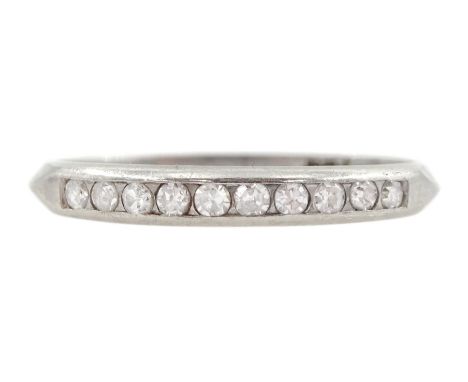 Early 20th century platinum channel set old cut diamond half eternity ring, stamped Plat, boxedCondition Report:Approx 2.2gm,