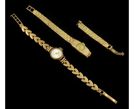 Two 9ct gold ladies manual wind wristwatches, on 9ct gold bracelet straps, hallmarkedCondition Report:Approx 16.15gm (excludi