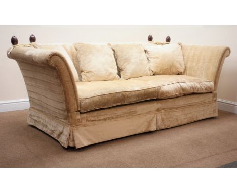 Laura Ashley Knole drop arm sofa, upholstered in Villandry Champagne fabric, W210cm Condition Report Click here for further i