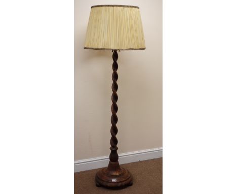 French walnut barley twist standard lamp with shade, H168cm Condition Report Click here for further images, condition, auctio
