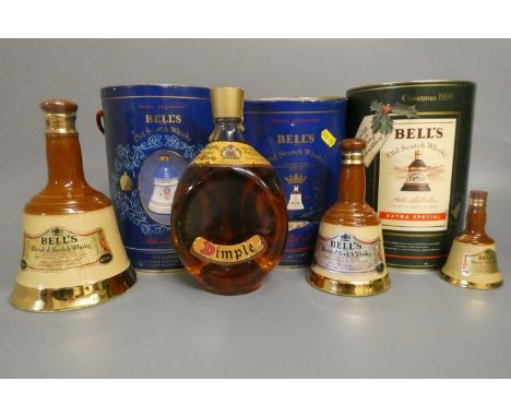5 Scotch whiskies, comprising 4 Bells whisky decanters for Princes Beatrice, The Queen mother's 90th, Christmas 1990 and one 