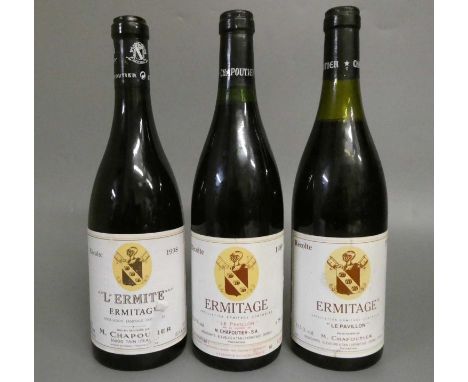 3 bottles Ermitage, M. Chapoutier, comprising 1 1989 "Le Pavillon", 1 1991 "Le Pavillon" and 1 1998 "L'Ermite" (Est. plus 24%
