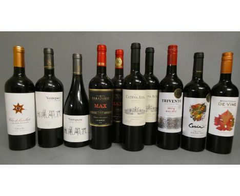 10 bottles of Chilean &amp; Argentinian red wine, comprising 2 2017 Catena Alta Malbec, 2 2019 Max Errazuriz Carmenere, 2 201