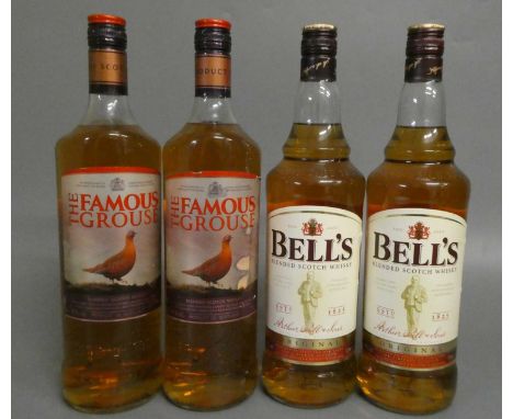 4 litre bottles of blended scotch whisky, comprising 2 Famous Grouse and 2 Bells original (Est. plus 24% premium inc. VAT)Con