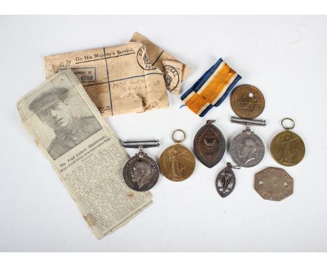 A 1914-18 British War Medal and a 1914-19 Victory Medal to '741480 Gnr.S.Gilbert. R.A.', with a newspaper article relating to