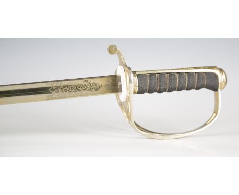 An Elizabeth II 1821 pattern officer's dress sword by Wilkinson sword with etched dumbbell-section blade, blade length 86.5cm