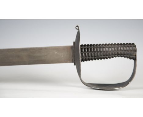 A modern copy of an 1804 pattern naval cutlass, marked 'Mole', with steel blade, blade length 74cm, figure-of-eight blackened