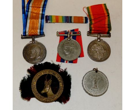 WWI and WWII medals - WWI WM named Pte R W Norburn1st S A I; WWII WM and Africa Service medal, the Africa medal named 608231R