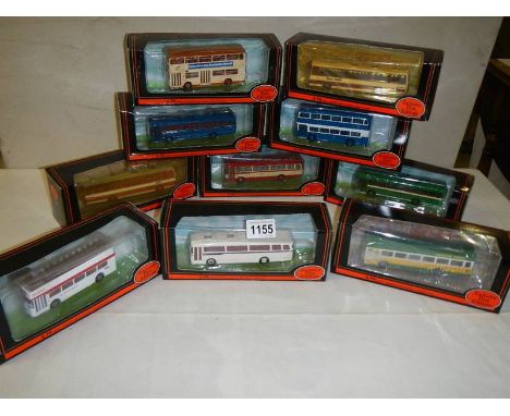 Ten 1:76 scale Exclusive First Editions (EFE) die cast model buses.