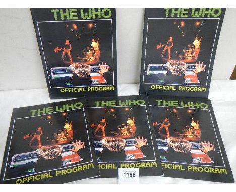 5 The Who official programmes,  reproduced from the original 1982 tour.