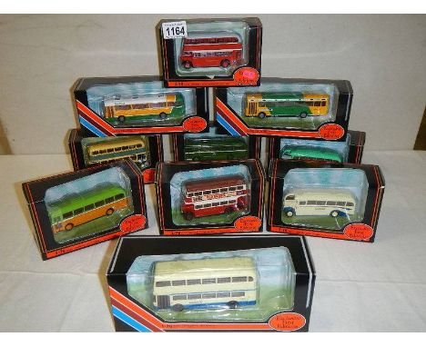 Ten 1:76 scale Exclusive First Editions (EFE) die cast model buses.