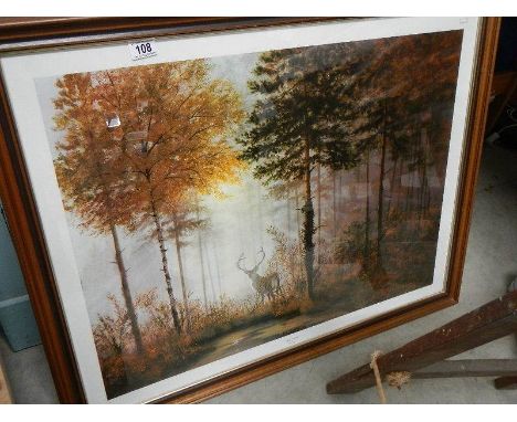 A framed and glazed print entitled Quiet Forest by Gerald Coulson.
