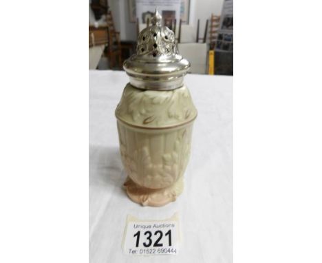 A Royal Worcester sugar sifter with plated top.