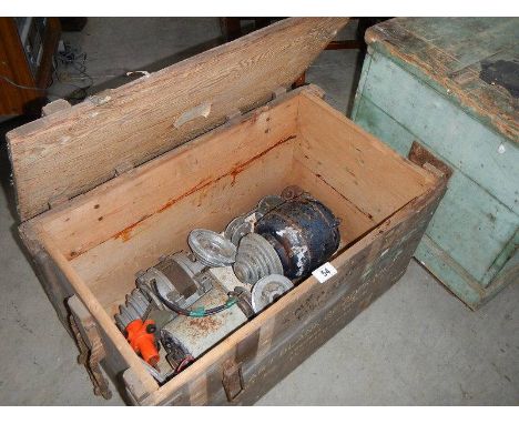 A pine tool box and tools.