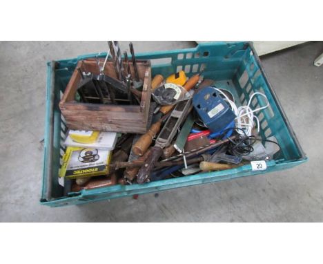 A tray of old tools.