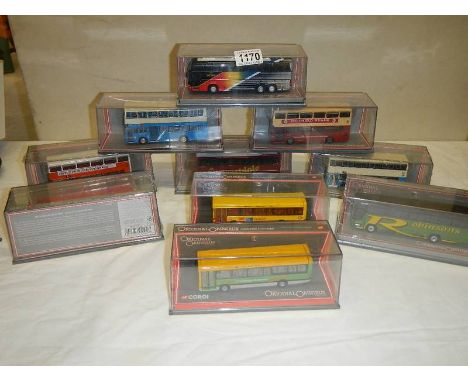 Ten 1:76 scale Corgi The Original Omnibus Company limited edition die cast model buses in sealed original display boxes.