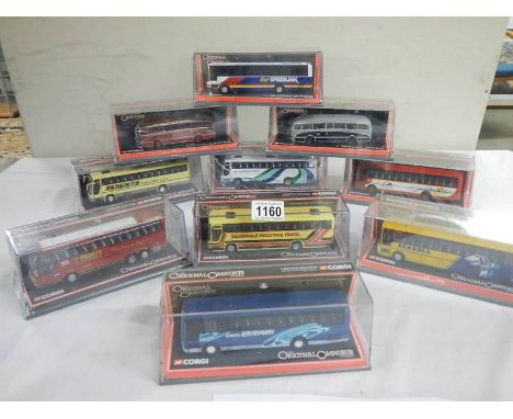 Ten 1:76 scale Corgi The Original Omnibus Company limited edition die cast bus models in sealed display boxes.