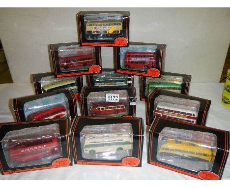 Twelve 1:76 scale Exclusive First Editions (EFE) die cast bus models.