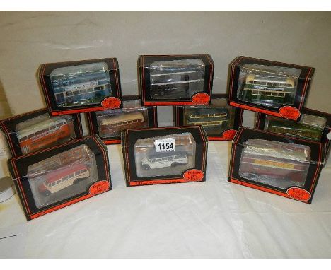 Ten 1:76 scale Exclusive First editions (EFE) die cast model buses.