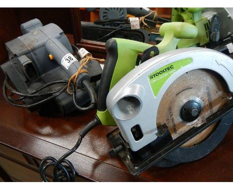 A hand sander and a 1200w circular saw.