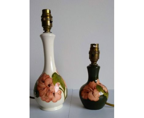 Two Moorcroft lamp bases, 22, 13 cm H 
