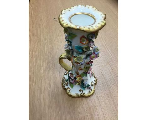 Regency Spode porcelain floral encrusted chamberstick.