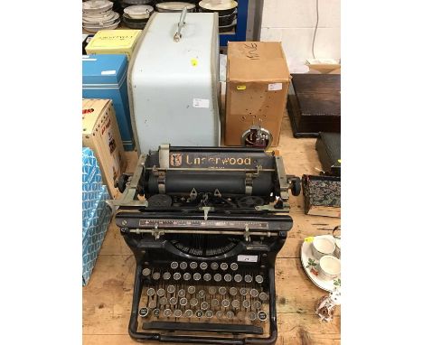 1920s Underwood typewriter, 1950s child’s ‘Essex Sewing Machine’ with original box and instructions, and a vintage Singer sew