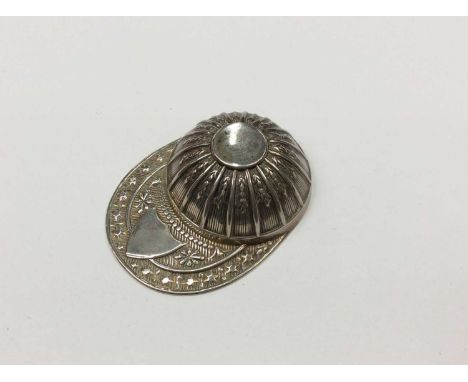 1960s silver caddy spoon in the form of a jockey cap, hallmarked Sheffield 1968
