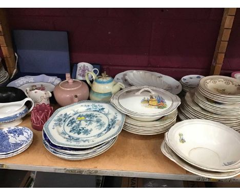 Quantity of china and glassware, including a pair of Victorian vases, decanter, etc