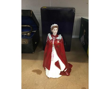 Royal Worcester figure in celebration of the Queen's 80th birthday with box