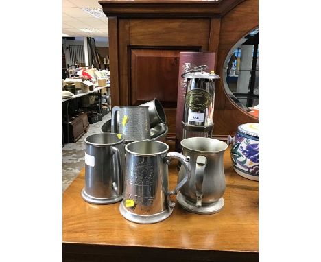 Thomas and Williams minors lamp no.200644 - boxed, together with a selection of pewter items